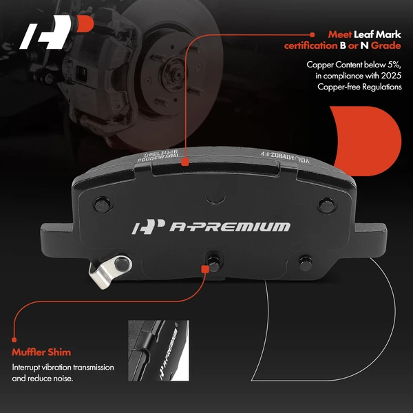 4 Pcs Rear Ceramic Brake Pad for Tesla Model 3 2017-2019 Model S Model X