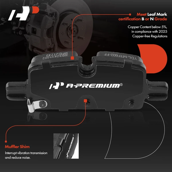 4 Pcs Rear Ceramic Brake Pads for Chevy Suburban GMC Yukon Cadillac Escalade Slotted