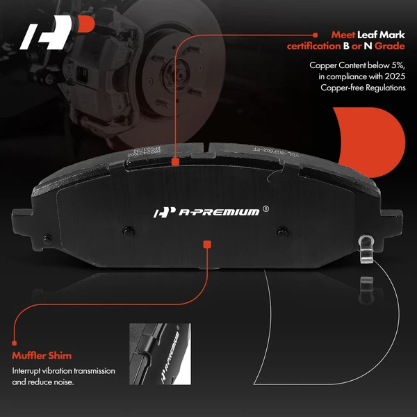 4 Pcs Front Ceramic Brake Pads for Jeep Wagoneer 2022 Ram 1500 2019-2022