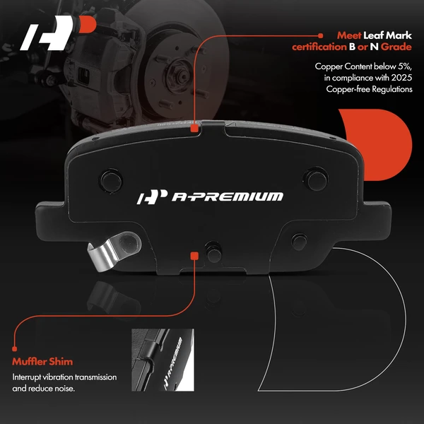 4 Pcs Rear Ceramic Brake Pads with Hardware for Hyundai Santa Fe 2019-2020 Kia