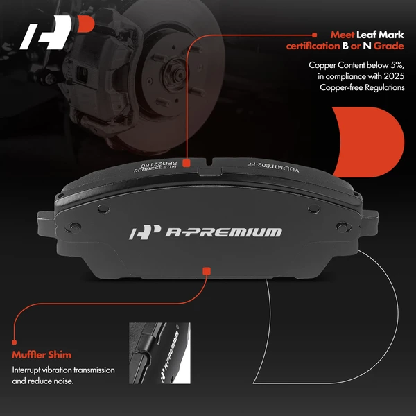 4 Pcs Front Ceramic Brake Pad for Mazda 3 2019-2023 3 Sport 2019-2022