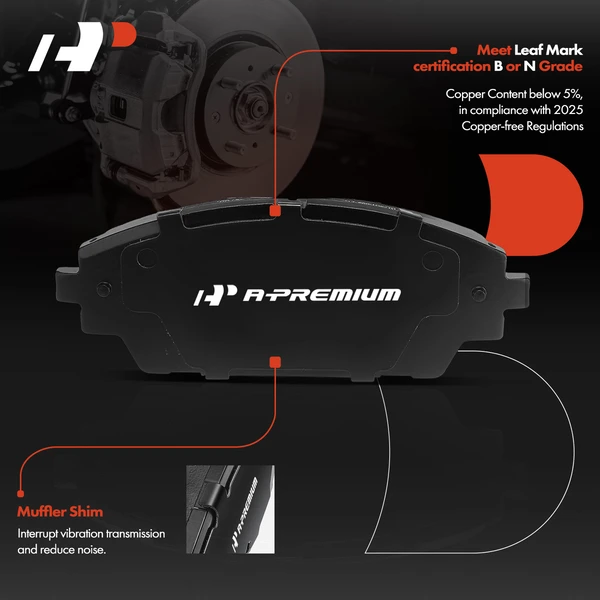 4 Pcs Front Ceramic Brake Pads with Hardware for Mazda CX-30 2020-2023 SUV