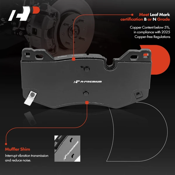 4 Pcs Front Ceramic Brake Pads for Chevrolet Camaro Corvette 2021-2023 Cadillac CT4