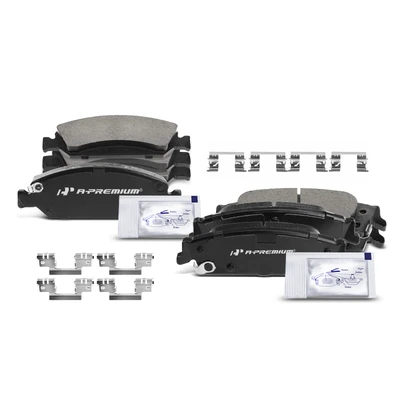 8 Pcs Front & Rear Ceramic Brake Pads with Sensor