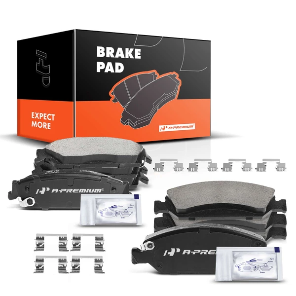 8 Pcs Front & Rear Ceramic Brake Pads with Sensor for 2007-2013 GMC Sierra 1500