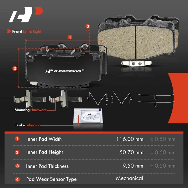 8 Pcs Front Ceramic Brake Pads & Rear Brake Shoes for Toyota 4Runner 90-00 Pickup Tacoma 4WD