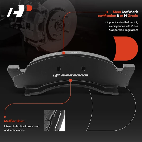 4 Pcs Front Ceramic Brake Pad for Ford F-150 1986-1993 Bronco 1987-1993