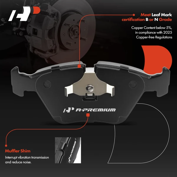 4 Pcs Front Ceramic Brake Pad for BMW 525i 1989-1995 530i 735i M3