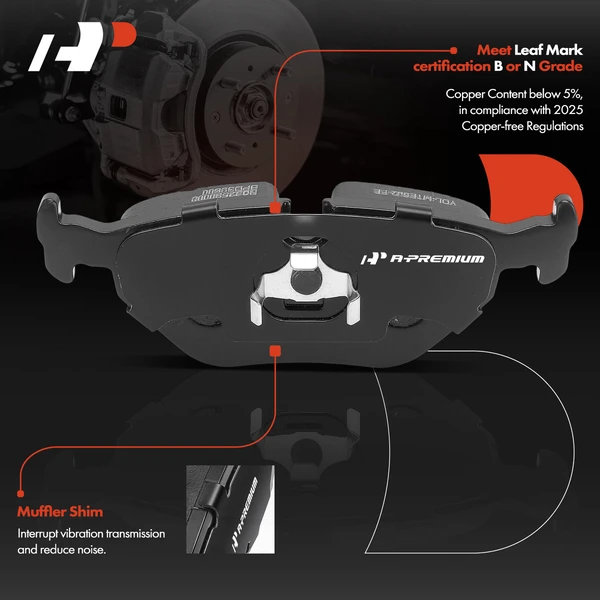 4 Pcs Rear Ceramic Brake Pads with Hardware for BMW 318is 320i 525i 530i 740i M3