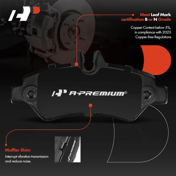 4 Pcs Rear Ceramic Brake Pads for Dodge Sprinter 2500 2007-2009 Mercedes Benz VW