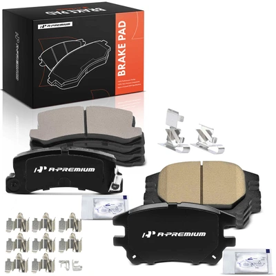 8 Pcs Front & Rear Ceramic Brake Pads with Hardware