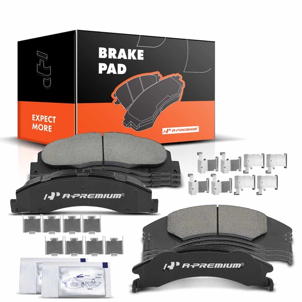 8 Pcs Front & Rear Ceramic Brake Pads for 2008-2019 2021 Ford E-350 Super Duty