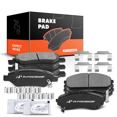 8 Pcs Front & Rear Ceramic Brake Pads with Sensor