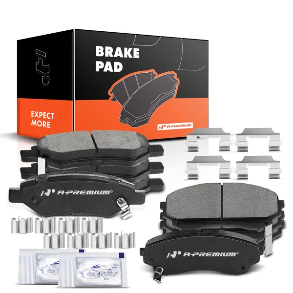 8 Pcs Front & Rear Ceramic Brake Pads with Sensor for Cadillac CTS 2008-2014