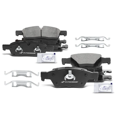 8 Pcs Front & Rear Ceramic Brake Pads with Sensor