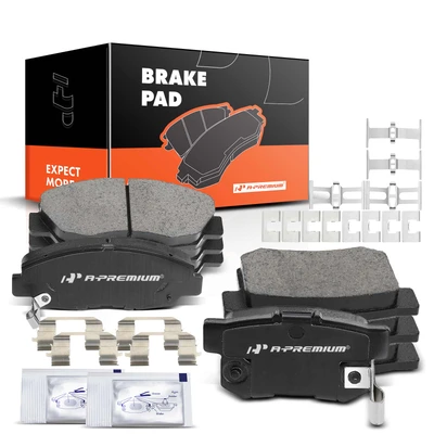8 Pcs Front & Rear Ceramic Brake Pads with Sensor
