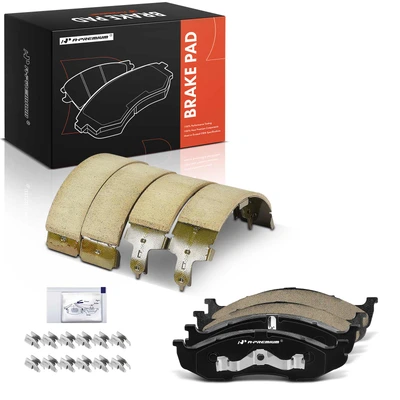 8 Pcs Front Ceramic Brake Pads & Rear Brake Shoes