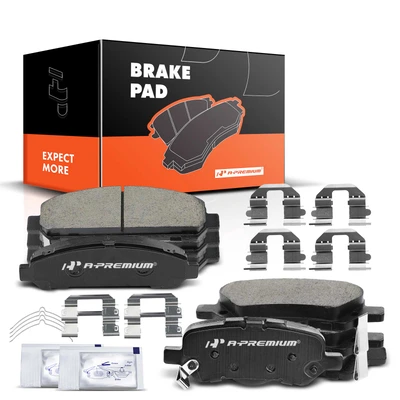 8 Pcs Front & Rear Ceramic Brake Pads with Sensor