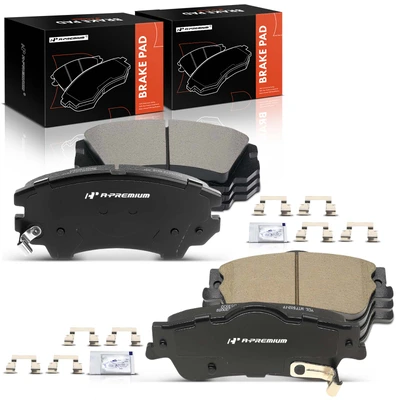 8 Pcs Front & Rear Ceramic Brake Pads with Hardware