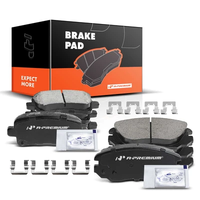 8 Pcs Front & Rear Ceramic Brake Pads with Sensor