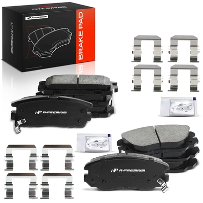 8 Pcs Front & Rear Ceramic Brake Pads without Sensor