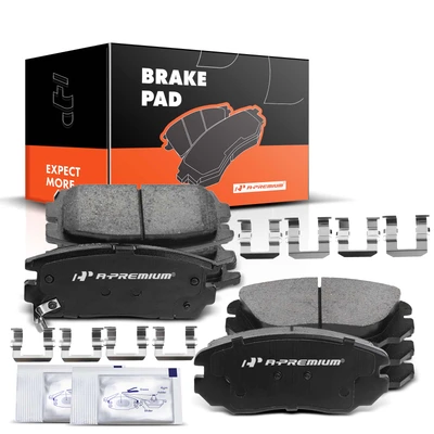 8 Pcs Front & Rear Ceramic Brake Pads with Sensor
