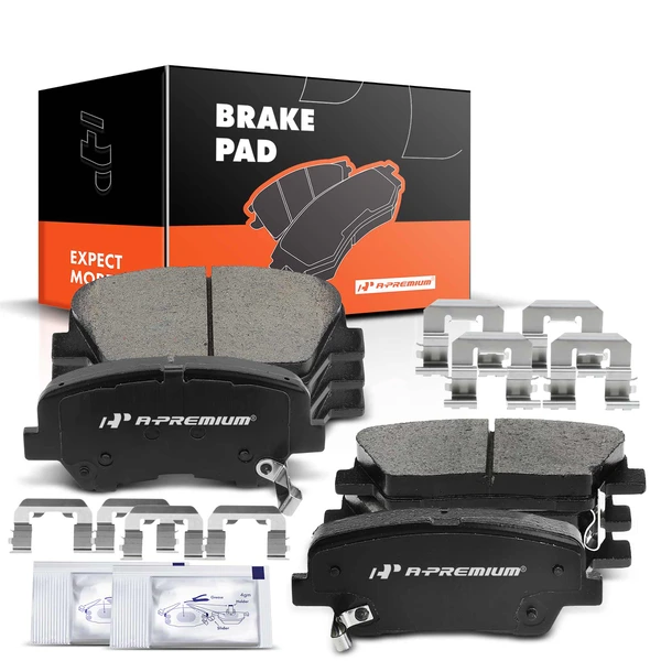8 Pcs Front & Rear Ceramic Brake Pads with Sensor for 2010-2012 Hyundai Santa Fe