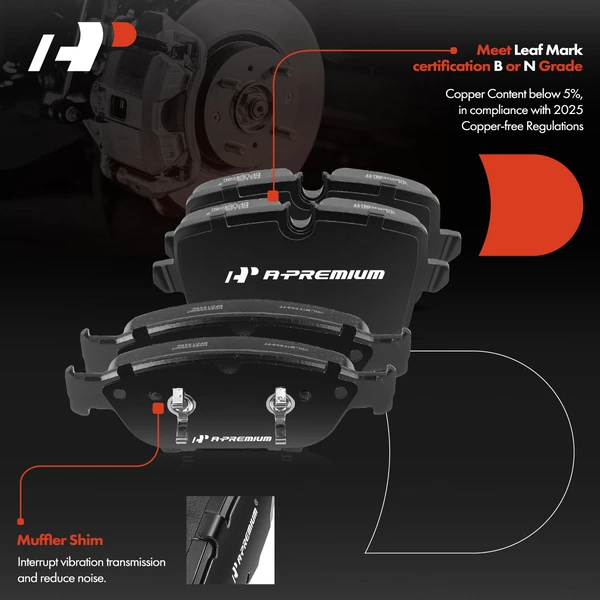 8 Pcs Front & Rear Ceramic Brake Pads with Hardware for Audi A6 A6 Quattro A7 Quattro