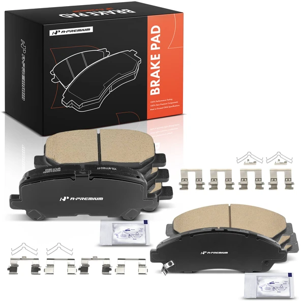 8 Pcs Front & Rear Ceramic Brake Pads with Hardware for Honda Pilot Acura MDX ZDX