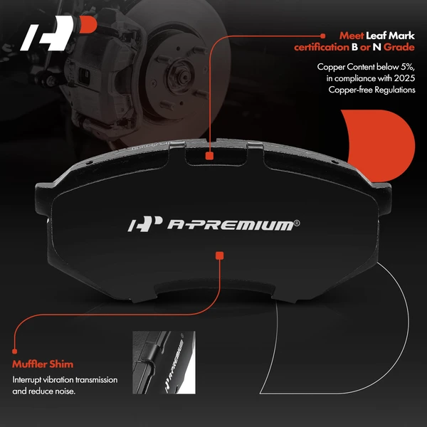 4 Pcs Front Ceramic Brake Pads for Mazda 929 88-91 Toyota Tacoma 95-04 Cressida