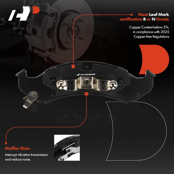 4 Pcs Front Ceramic Brake Pads with Hardware for Chevrolet Camaro 1994-1997 Buick