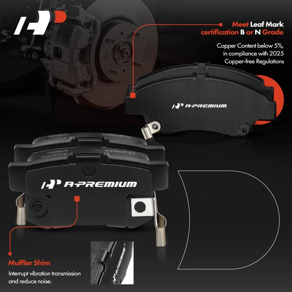 8 Pcs Front & Rear Ceramic Brake Pad for Honda CR-Z 2011-2015