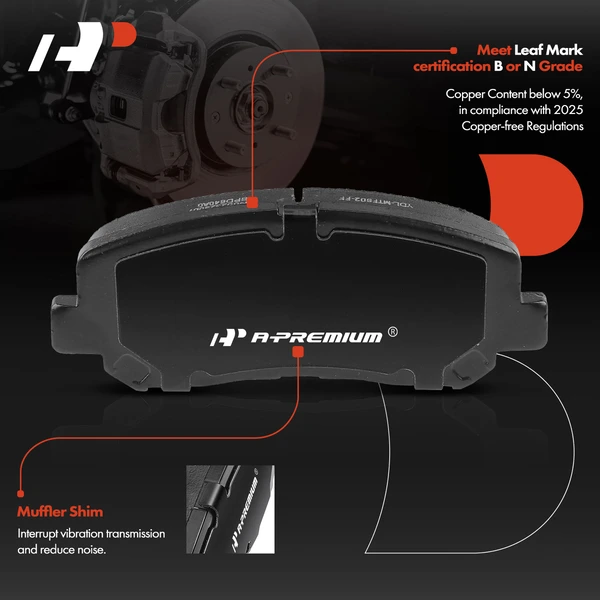 4 Pcs Front Ceramic Brake Pads for Jeep Cherokee KL 2018-2022 Chrysler 200 15-17