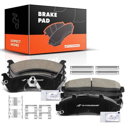 8 Pcs Front & Rear Ceramic Brake Pads with Sensor