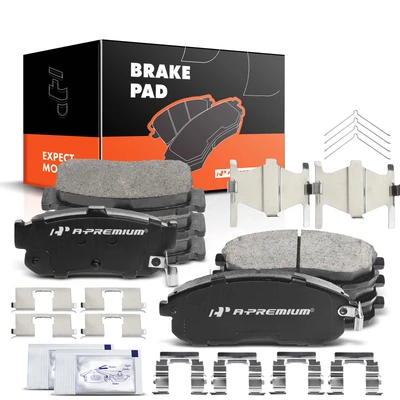 8 Pcs Front & Rear Ceramic Brake Pads with Sensor