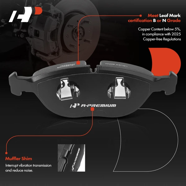 4 Pcs Front Ceramic Brake Pad for Volkswagen Chrysler BMW Audi Benz