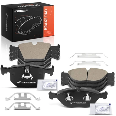 8 Pcs Front & Rear Ceramic Brake Pads with Hardware