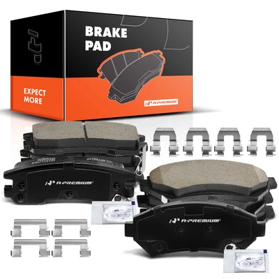 8 Pcs Front & Rear Ceramic Brake Pads with Sensor