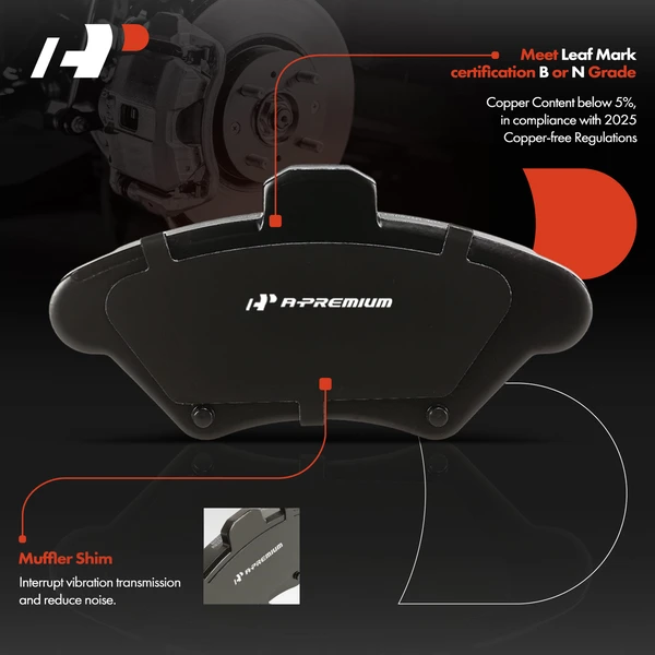 4 Pcs Front Ceramic Brake Pads with Hardware for Ford Mustang 1994-1998 Mercury