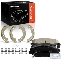 8 Pcs Front Ceramic Brake Pads & Rear Brake Shoes for 2013-2014 Honda Fit