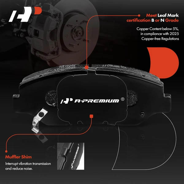 8 Pcs Front Ceramic Brake Pads & Rear Brake Shoes for Honda Accord 03-07 Fit 13-14