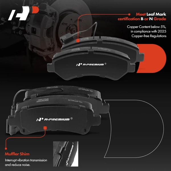 8 Pcs Front & Rear Ceramic Brake Pads for Ram ProMaster 1500 14-21 ProMaster 2500