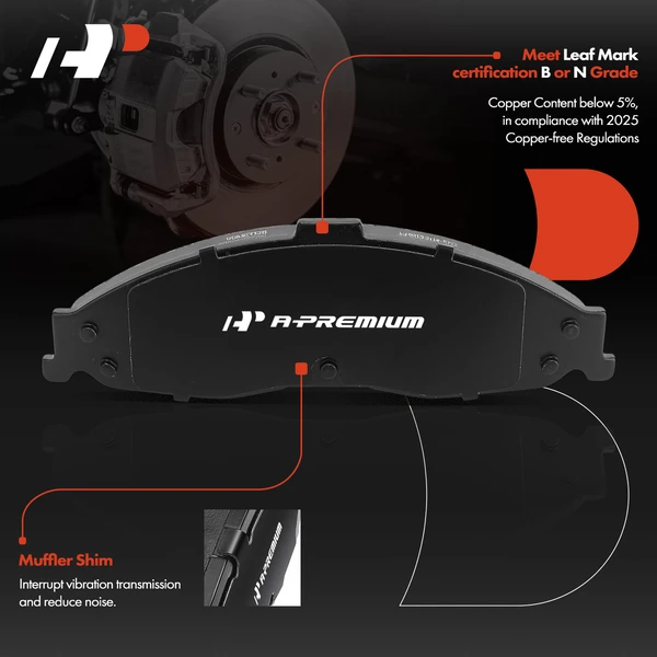 4 Pcs Front Ceramic Brake Pads with Hardware for Chevrolet Camaro Pontiac Firebird