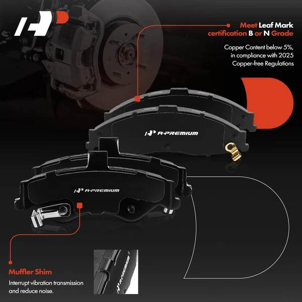 8 Pcs Front & Rear Ceramic Brake Pads with Hardware for Chevy Camaro Pontiac Firebird