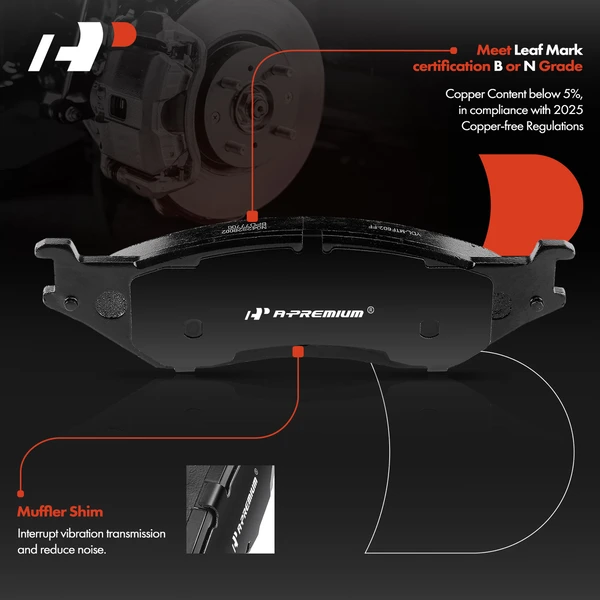 4 Pcs Front or Rear Ceramic Brake Pads for 1999-2004 Ford F-53 Motorhome Chassis