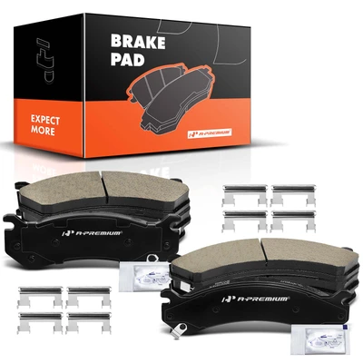 8 Pcs Front & Rear Ceramic Brake Pads with Sensor