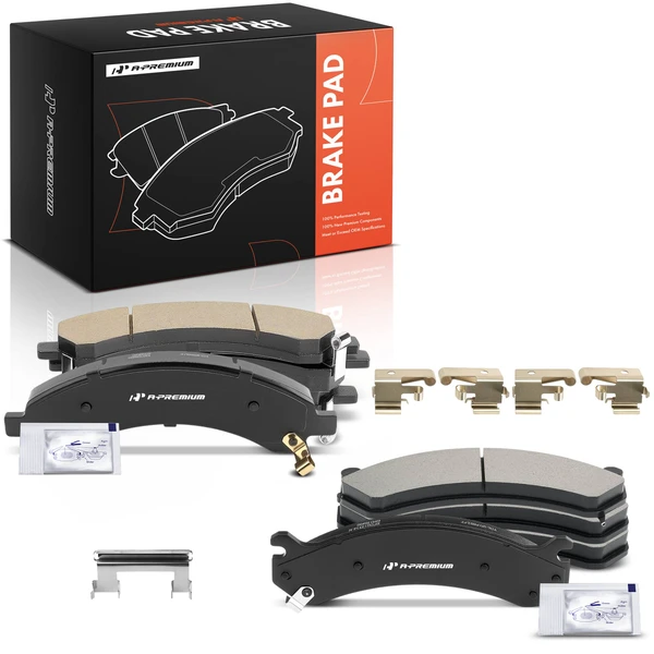 8 Pcs Front & Rear Ceramic Brake Pads with Hardware for Chevrolet Express 3500 GMC