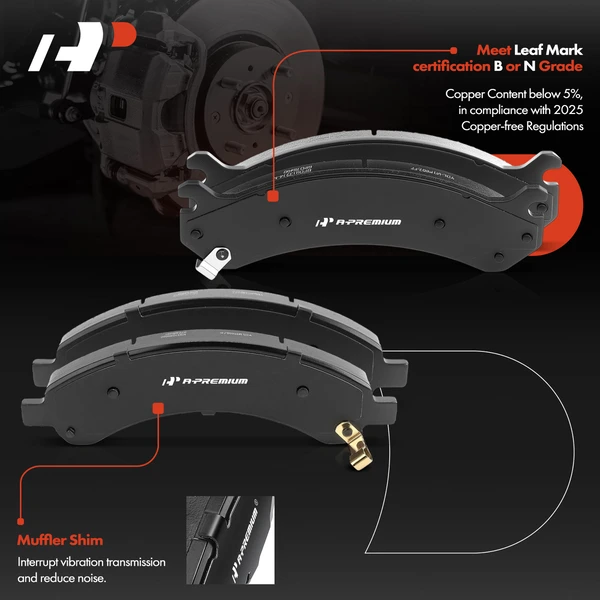 8 Pcs Front & Rear Ceramic Brake Pads with Hardware for Chevrolet Express 3500 GMC