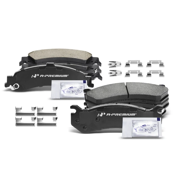 8 Pcs Front & Rear Ceramic Brake Pads with Sensor for 2001-2006 GMC Sierra 1500