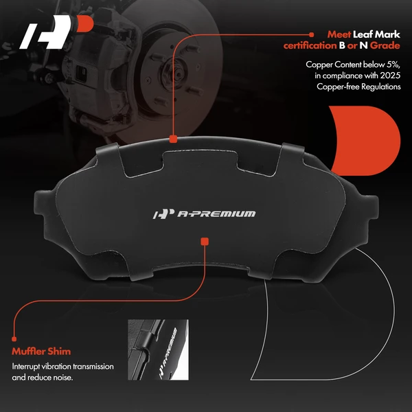 4 Pcs Front Ceramic Brake Pad for Mazda Protege 1999-2003 L4 1.6L